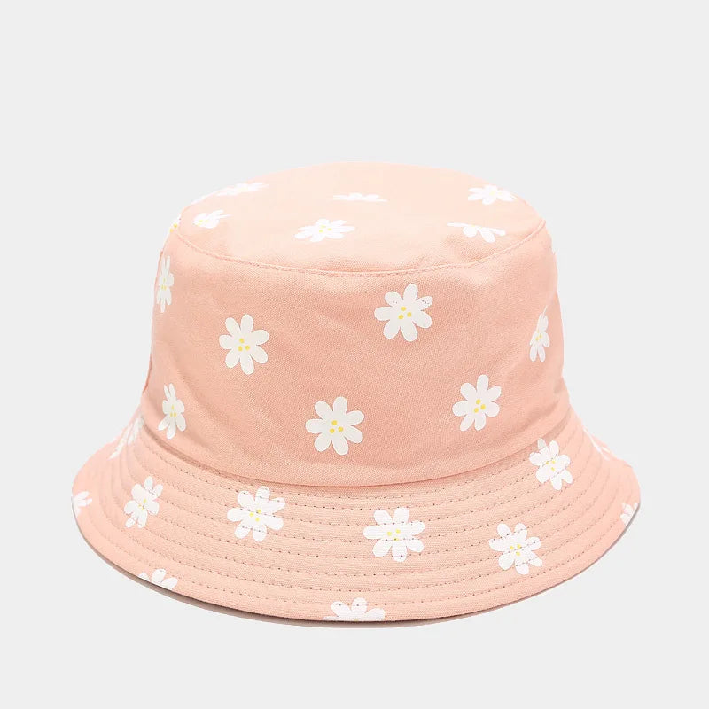 Unisex Cotton Flower-Print Bucket Hat – Four-Season Travel Cap