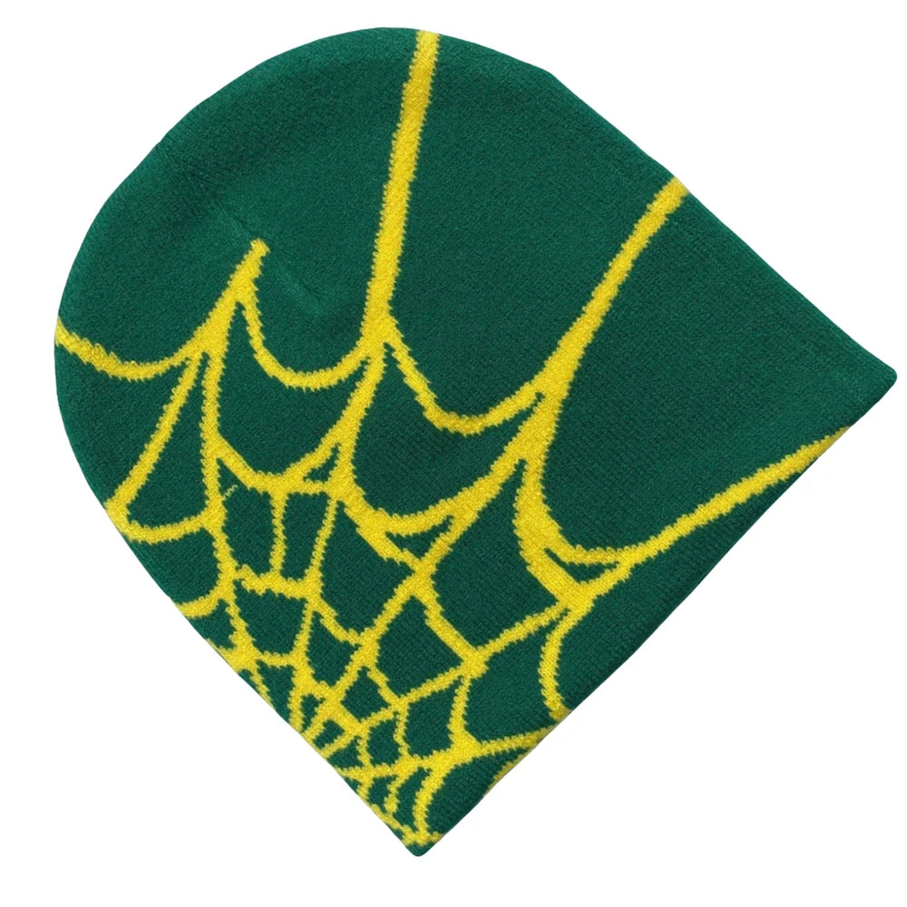 Spider Web Printed Unisex Knit Beanie – Warm Outdoor Hat / HatLine