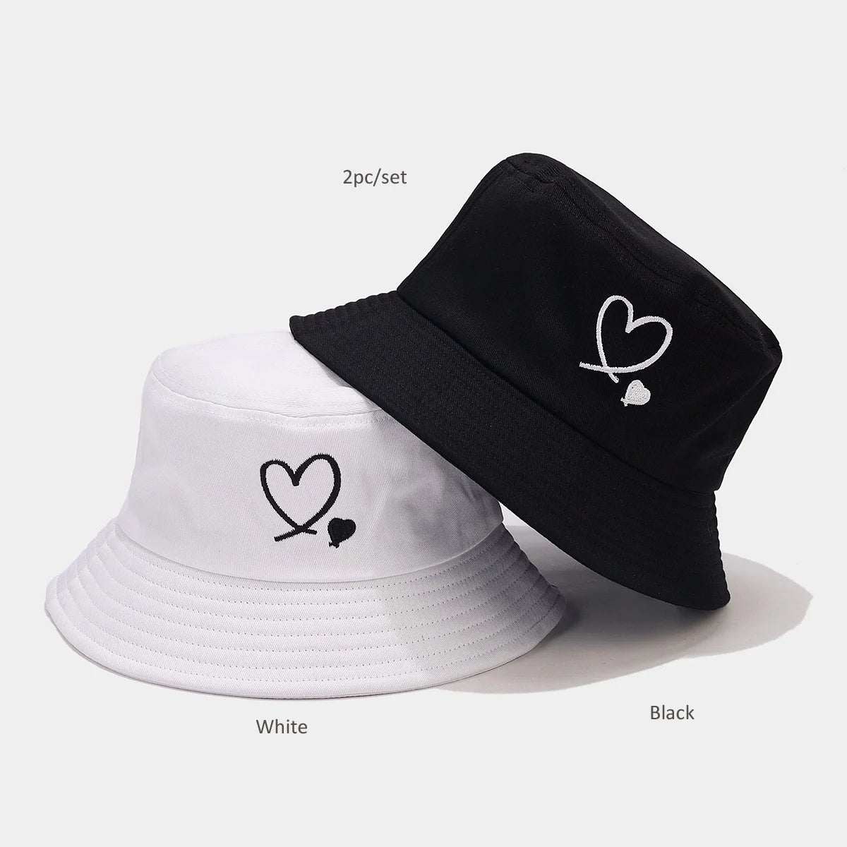Unisex Reversible Heart-Embroidered Bucket Hat