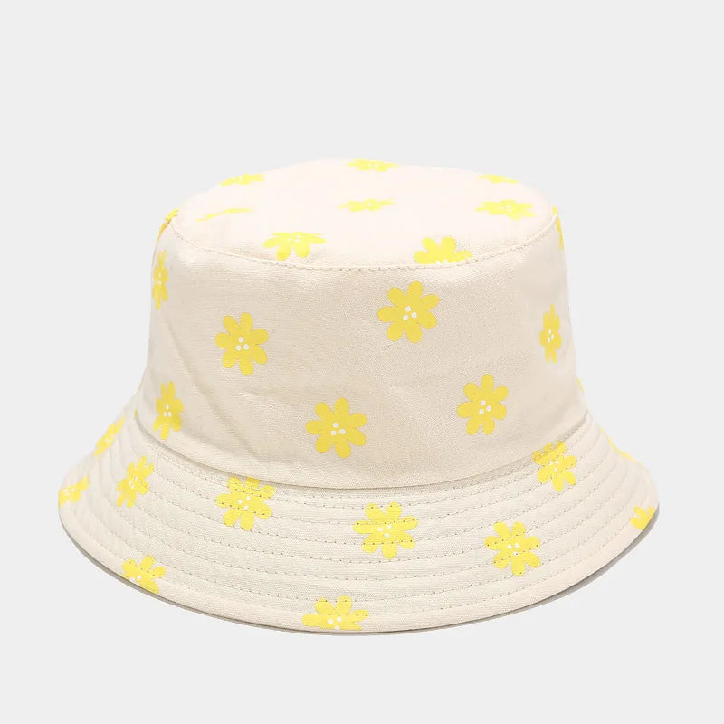Unisex Cotton Flower-Print Bucket Hat – Four-Season Travel Cap