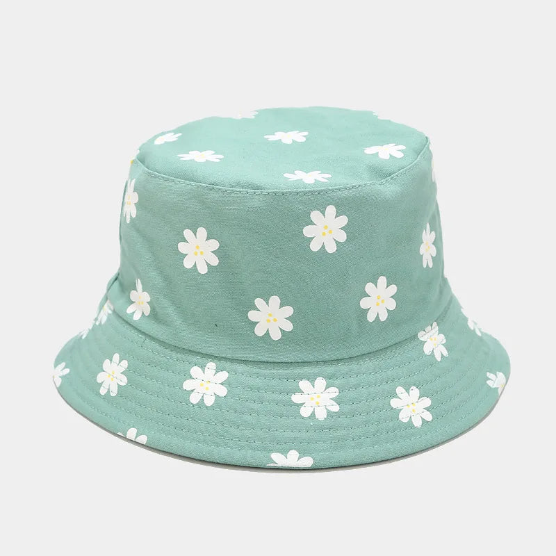 Unisex Cotton Flower-Print Bucket Hat – Four-Season Travel Cap
