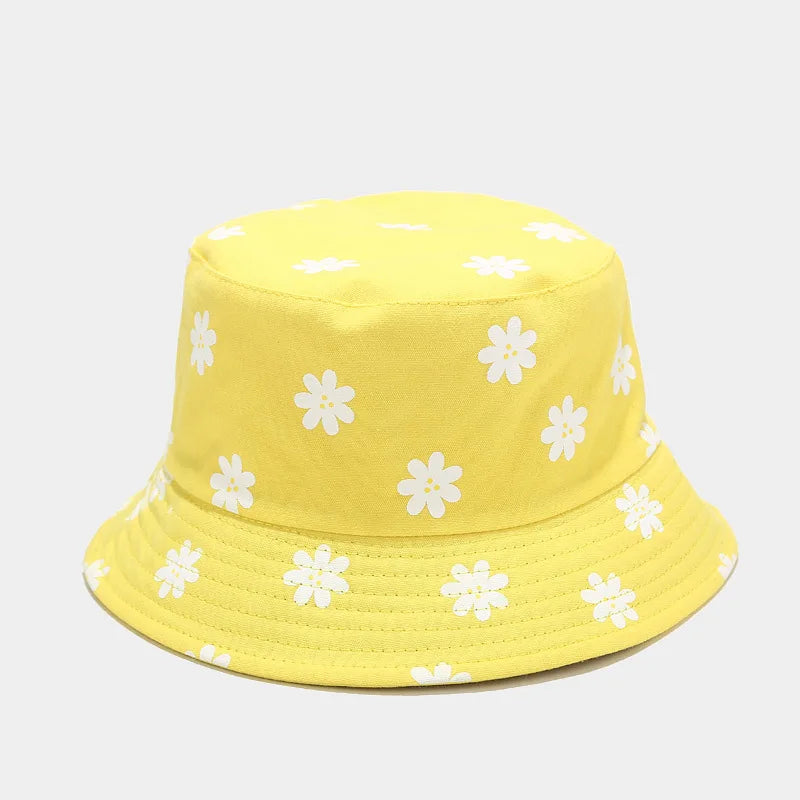 Unisex Cotton Flower-Print Bucket Hat – Four-Season Travel Cap