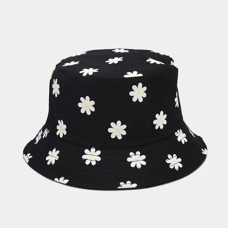 Unisex Cotton Flower-Print Bucket Hat – Four-Season Travel Cap