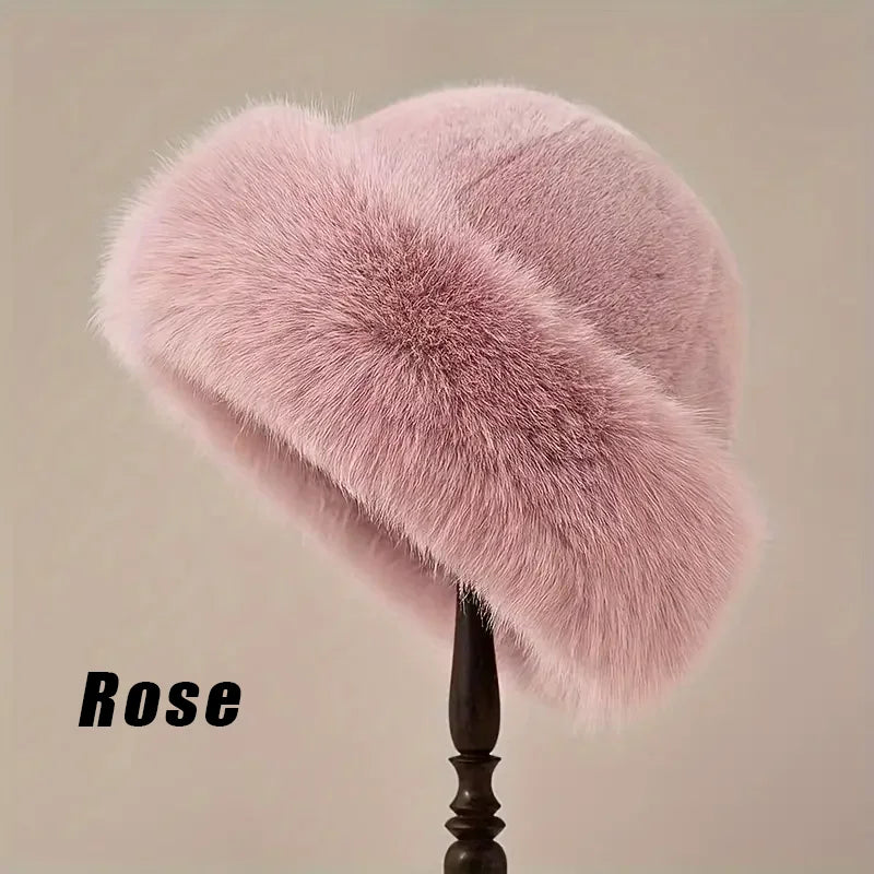 Women’s Solid Faux Fur Bucket Hat – HatLine