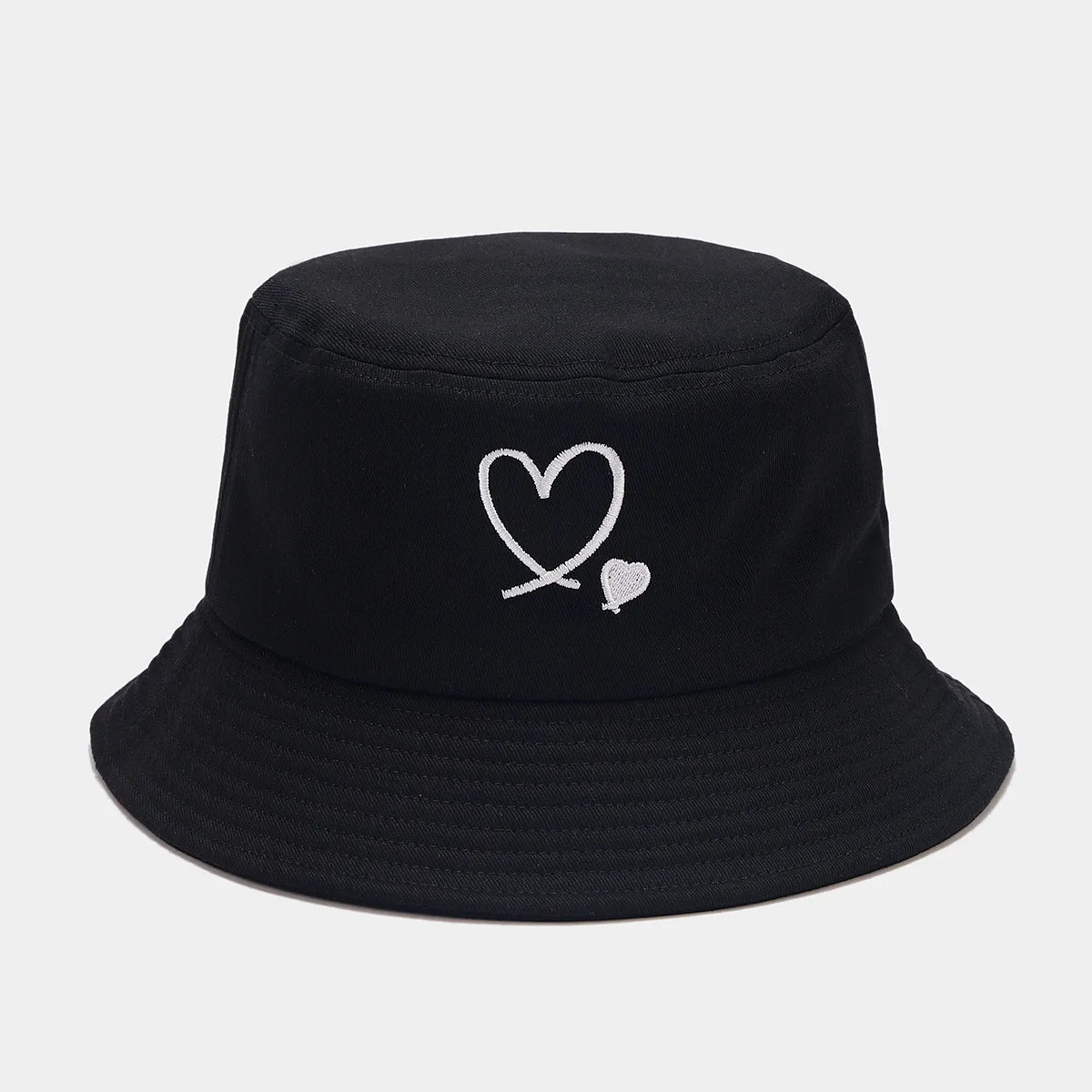 Unisex Reversible Heart-Embroidered Bucket Hat