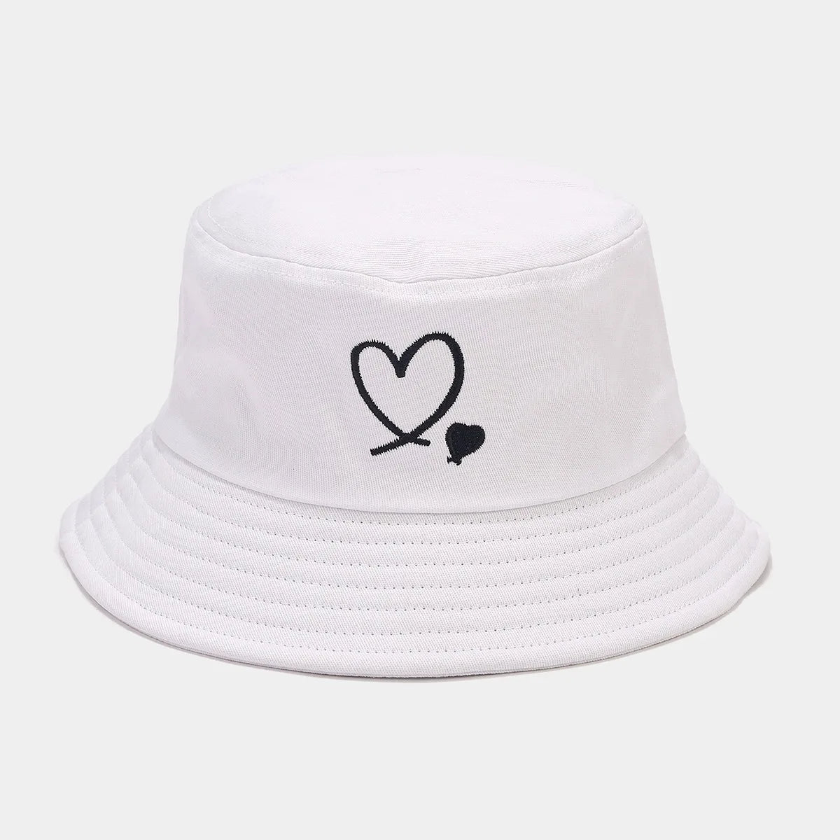 Unisex Reversible Heart-Embroidered Bucket Hat