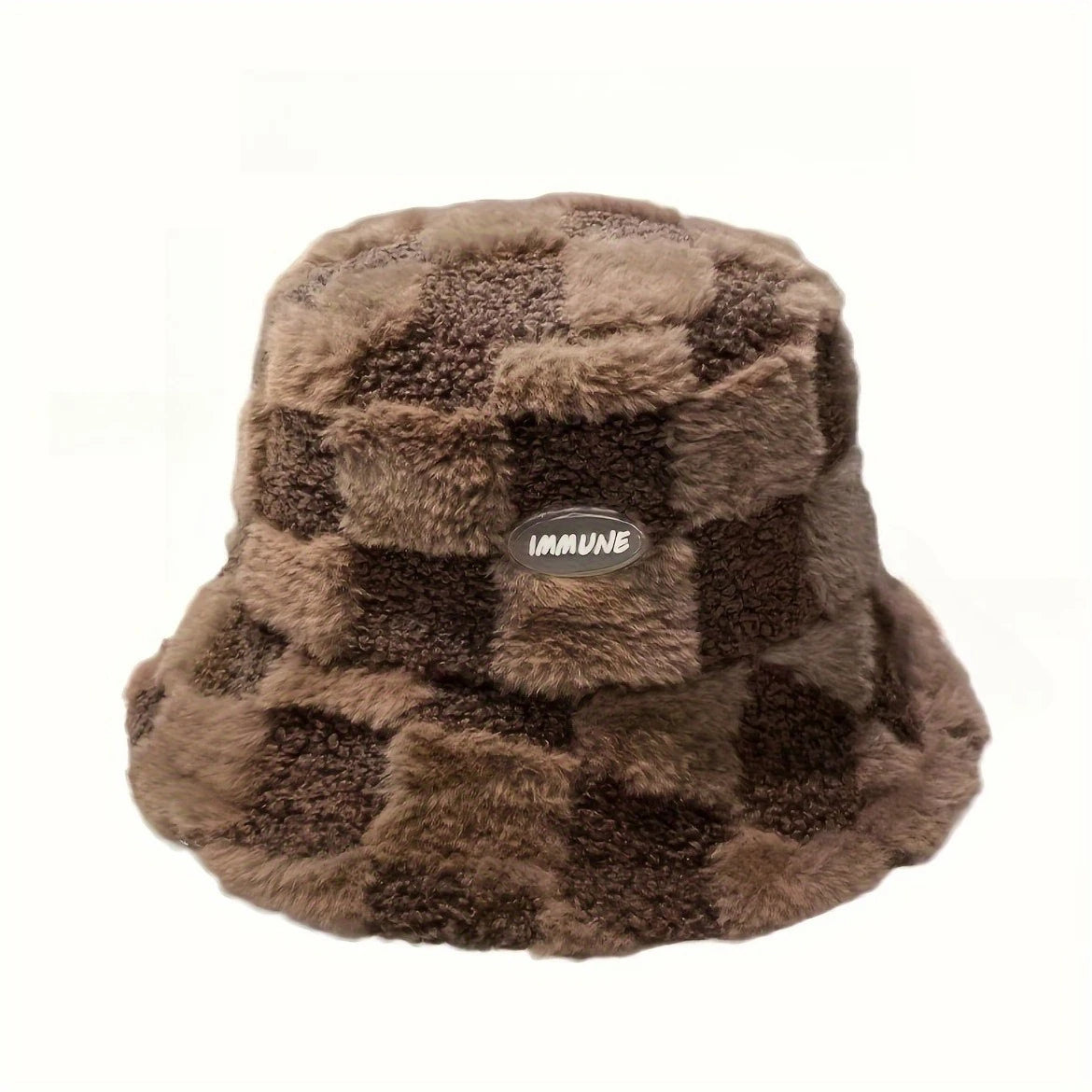Women’s Warm Fashionable Grid-Pattern Bucket Hat