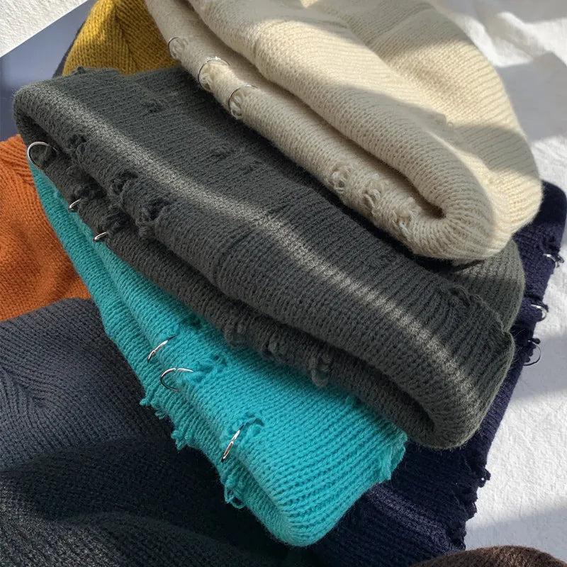 Fashion Distressed Unisex Thick  Knit Beanie – HatLine