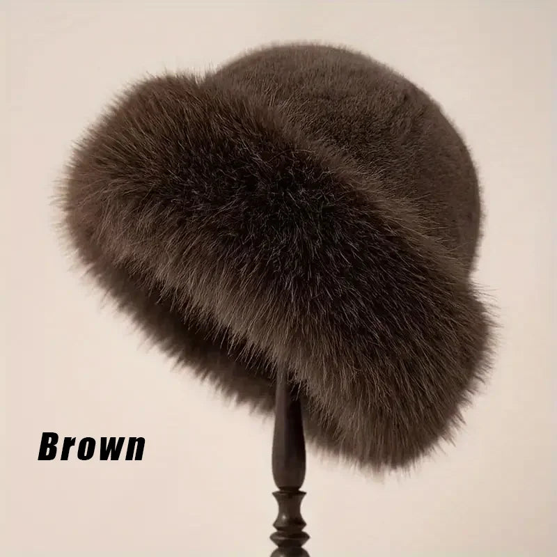 Women’s Solid Faux Fur Bucket Hat – HatLine