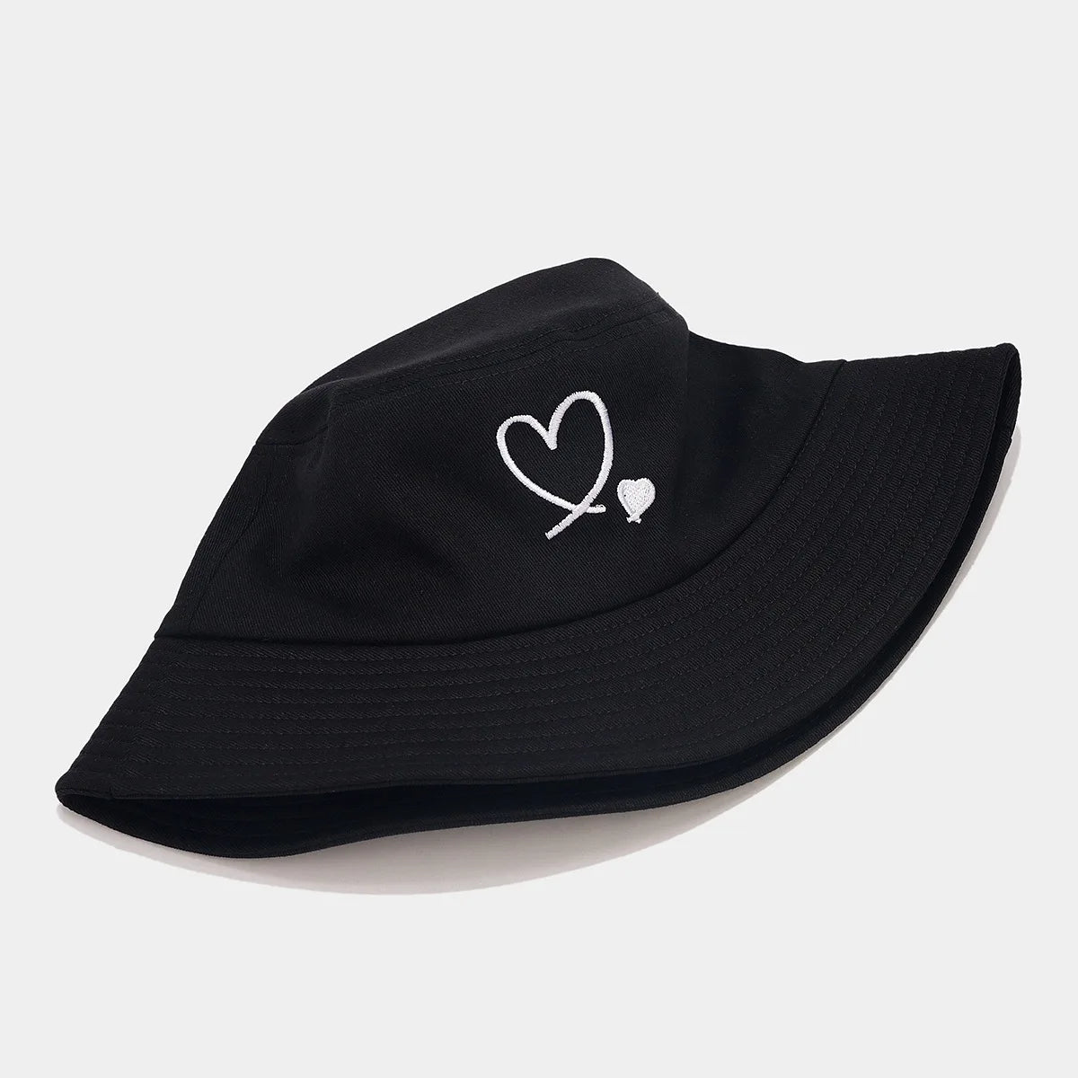 Unisex Reversible Heart-Embroidered Bucket Hat